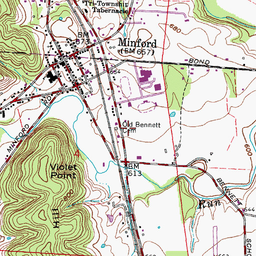 Topographic Map of Minford Fire Department, OH