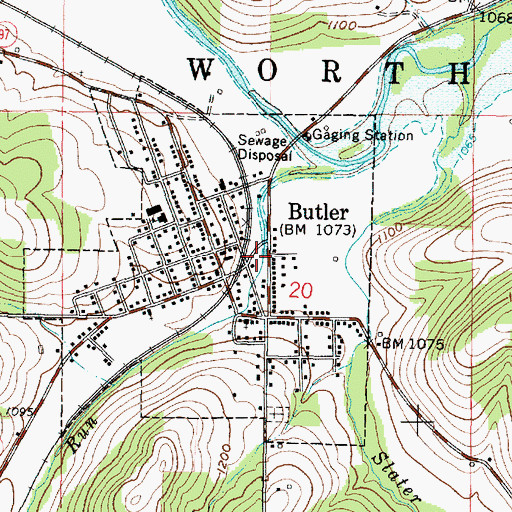 Topographic Map of Worthington Township Volunteer Fire Department, OH