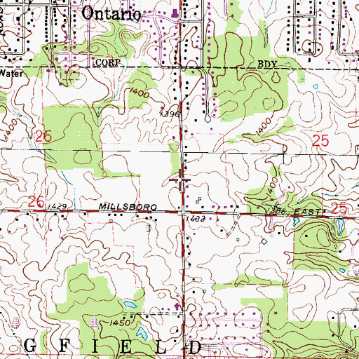Topographic Map of Springfield Township Fire Department, OH