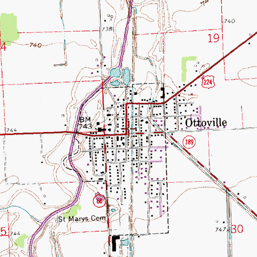 Topographic Map of Ottoville Volunteer Fire Department, OH