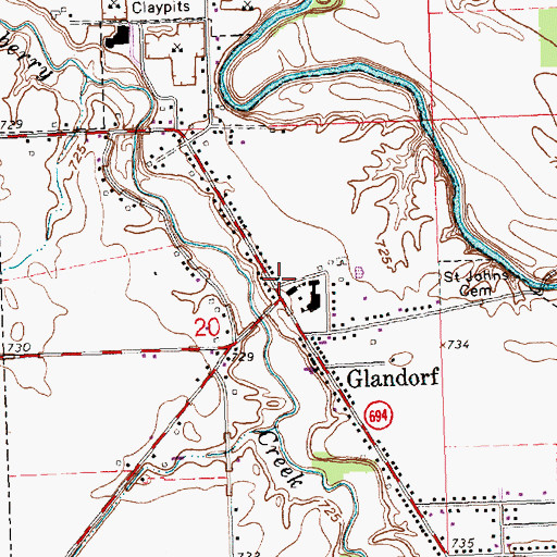 Topographic Map of Glandorf Volunteer Fire Department, OH