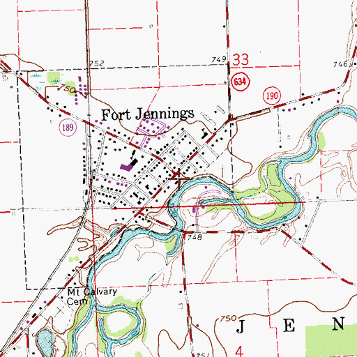Topographic Map of Fort Jennings Volunteer Fire Department, OH