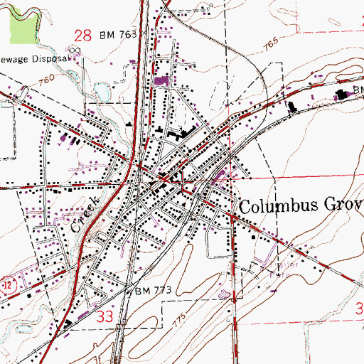 Topographic Map of Columbus Grove Fire Department Station 2, OH