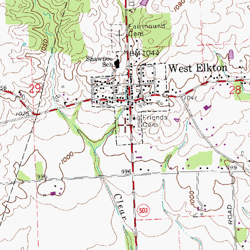 Topographic Map of West Elkton Gratis Township Fire Department, OH