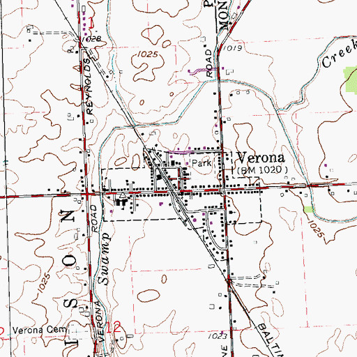 Topographic Map of Verona Fire Department, OH