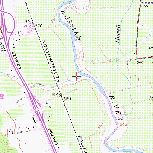 Topographic Map of Robinson Creek, CA