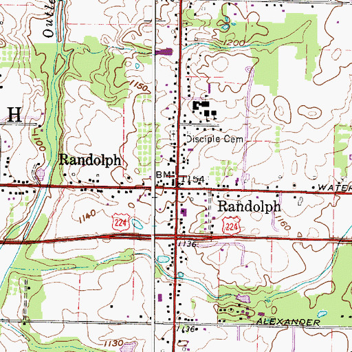 Topographic Map of Randolph Township Fire Department, OH