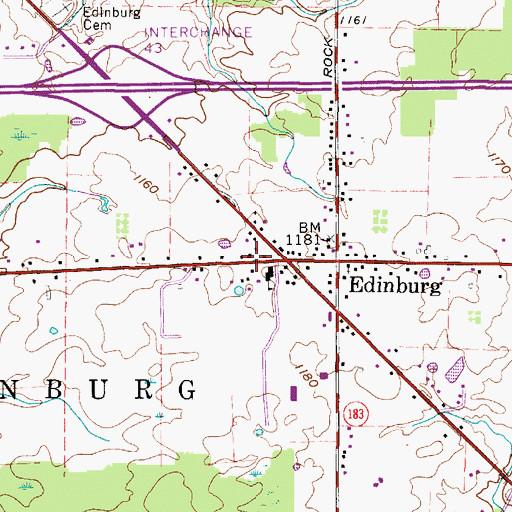 Topographic Map of Edinburg Fire Department, OH