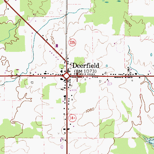 Topographic Map of Deerfield Fire Department, OH