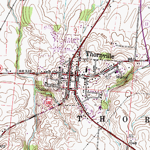 Topographic Map of Thornville - Thorn Township Volunteer Fire Department, OH