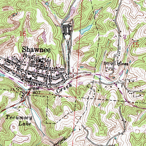 Topographic Map of Shawnee Fire Department, OH