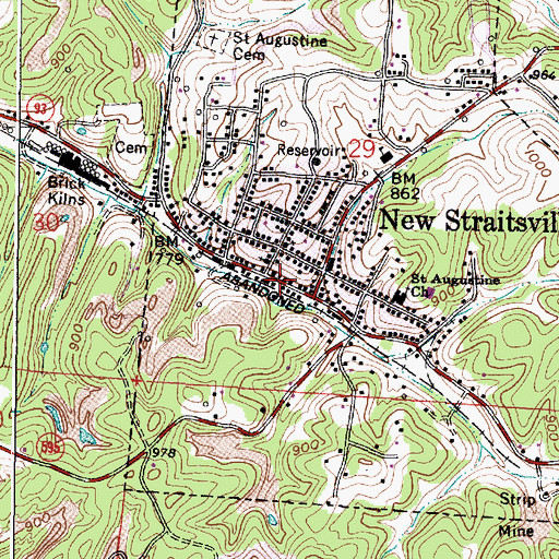 Topographic Map of New Straitsville Volunteer Fire Department, OH