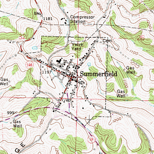 Topographic Map of Summerfield Volunteer Fire Department, OH