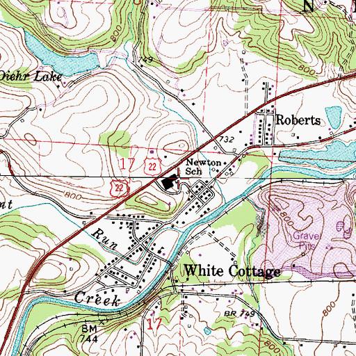Topographic Map of Newton Township Fire Department, OH