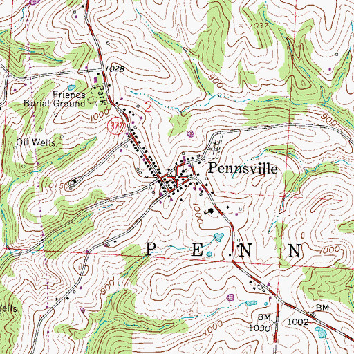 Topographic Map of Pennsville Volunteer Fire Department, OH