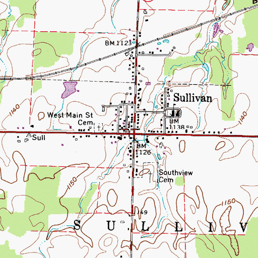 Topographic Map of Sullivan Volunteer Fire Department Station 1 Headquarters, OH