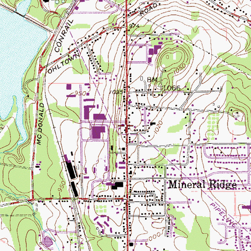 Topographic Map of Weathersfield Township Volunteer Fire Department  Mineral Ridge Station 41, OH