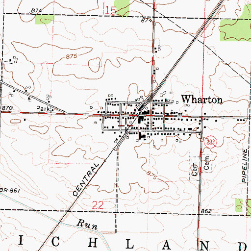 Topographic Map of Wharton - Richland Township Fire Department, OH