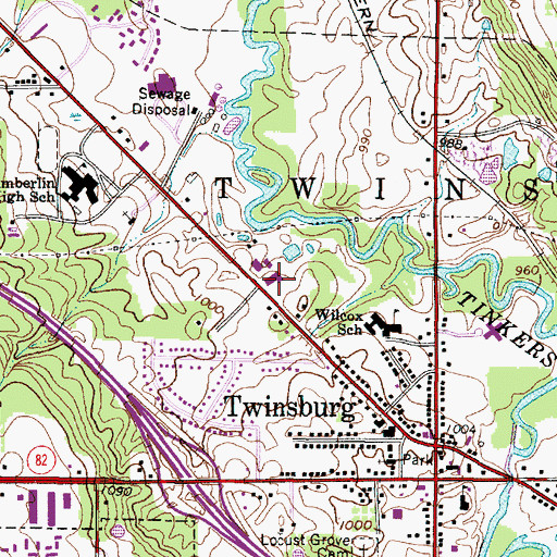 Topographic Map of Twinsburg Fire Department - Station 1, OH