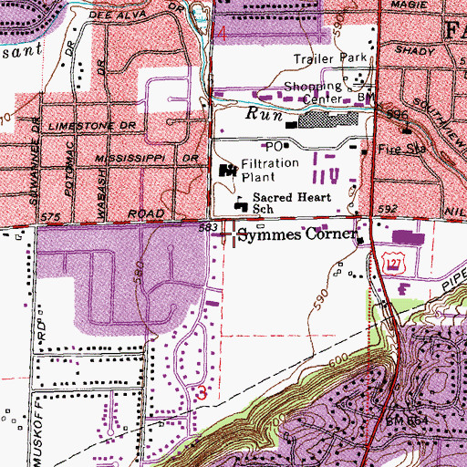Topographic Map of Fairfield Fire Department Station 1, OH