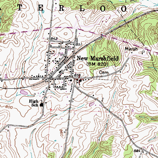 Topographic Map of Waterloo Volunteer Fire Department, OH