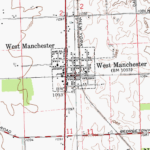 Topographic Map of West Manchester Fire Department, OH