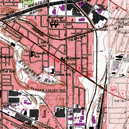 Topographic Map of Cleveland Division of Fire - Station 26, OH