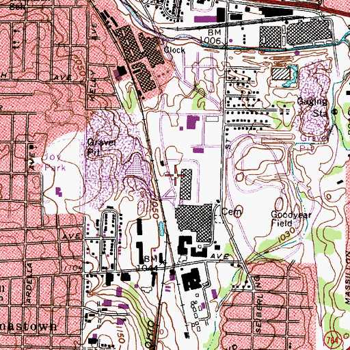 Topographic Map of Goodyear Tire and Rubber Company Fire Department and Emergency Response Team, OH