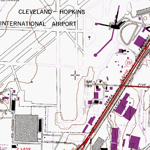 Topographic Map of Cleveland Hopkins International Airport Fire Rescue Department, OH