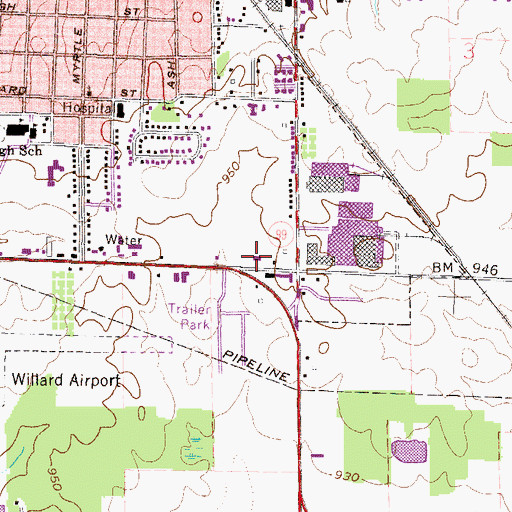 Topographic Map of Willard Fire and Rescue, OH