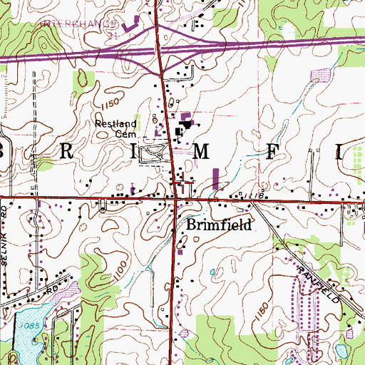 Topographic Map of Brimfield Fire Department, OH