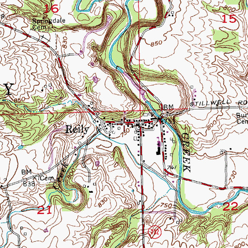 Topographic Map of Reily Township Fire Department Station 1, OH
