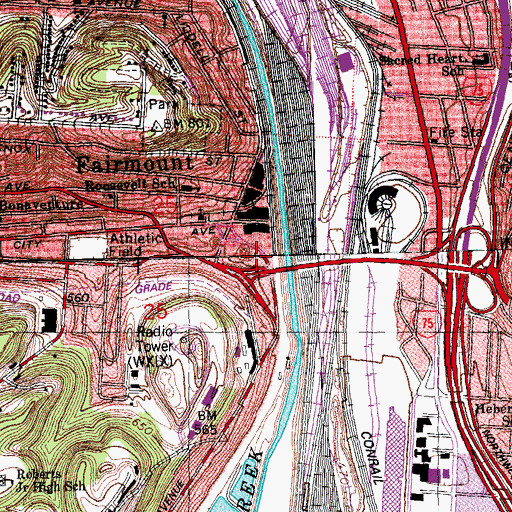 Topographic Map of Cincinnati Fire Department - Station 21, OH