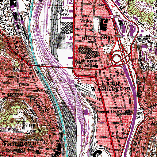 Topographic Map of Cincinnati Fire Department - Station 12, OH