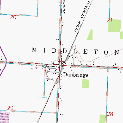 Topographic Map of Middleton Township Fire Department Station 2, OH