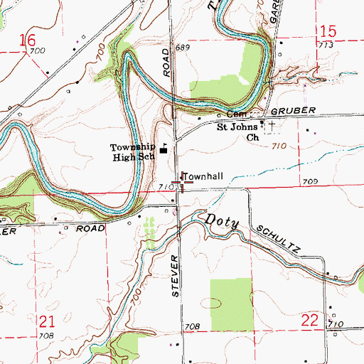 Topographic Map of Tiffin Township Fire Department, OH