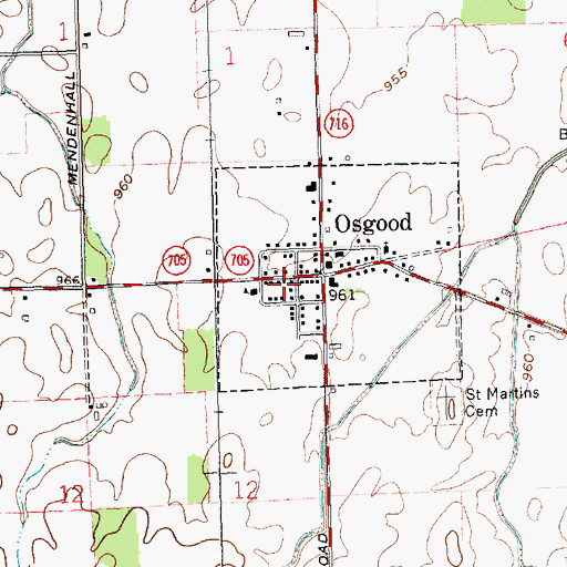 Topographic Map of Osgood Community Volunteer Fire Department, OH