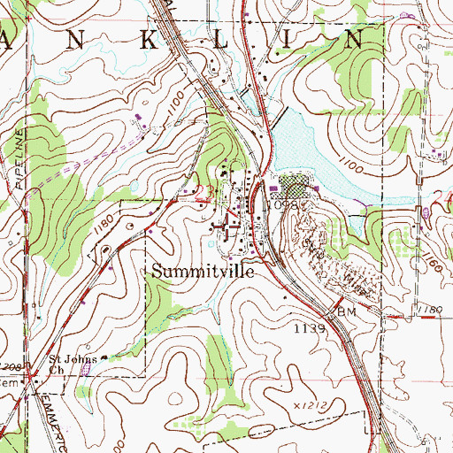 Topographic Map of Franklin Township Volunteer Fire Department, OH