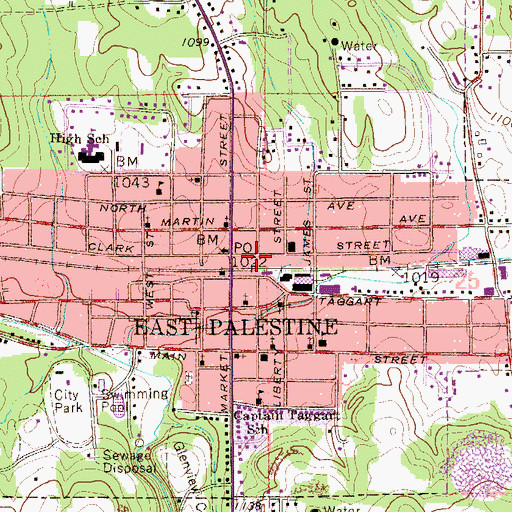 Topographic Map of East Palestine Fire Department Station 2, OH