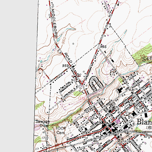 Topographic Map of Blanchester - Marion Township Volunteer Fire Department, OH