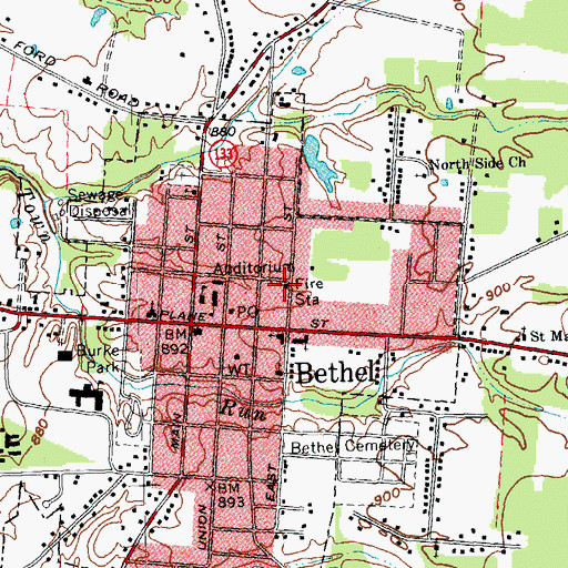 Topographic Map of Bethel - Tate Fire Department, OH