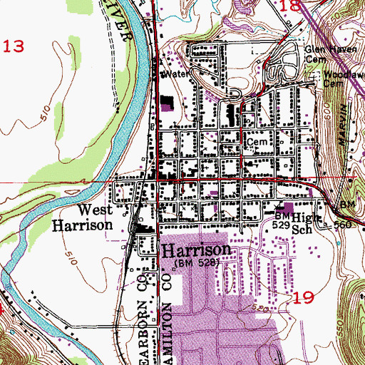 Topographic Map of Harrison Fire Department Station 56, OH