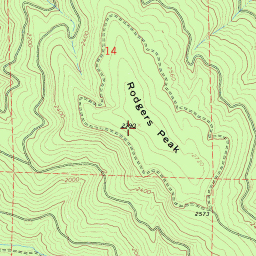 Topographic Map of Rodgers Peak, CA