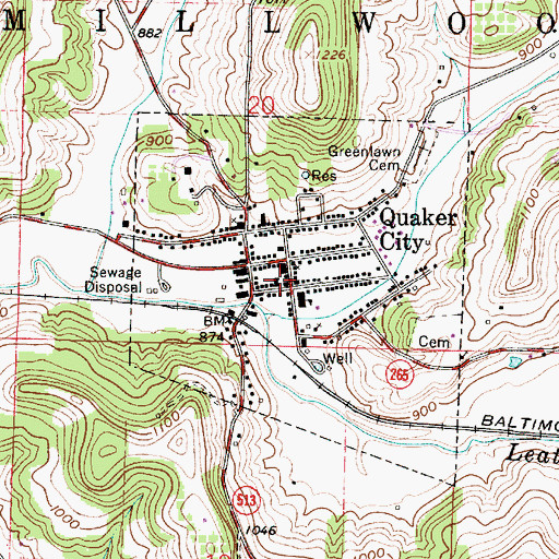 Topographic Map of Quaker City Fire Department, OH