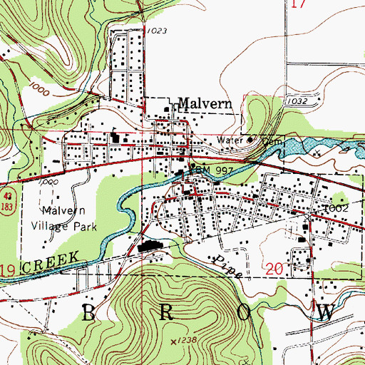 Topographic Map of Village of Malvern Fire Department, OH
