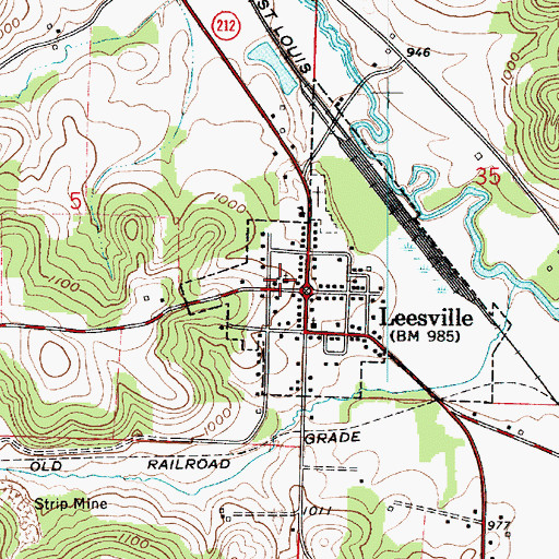 Topographic Map of Leesville Volunteer Fire Department, OH