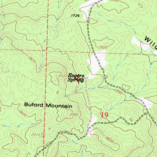 Topographic Map of Rogers Spring, CA