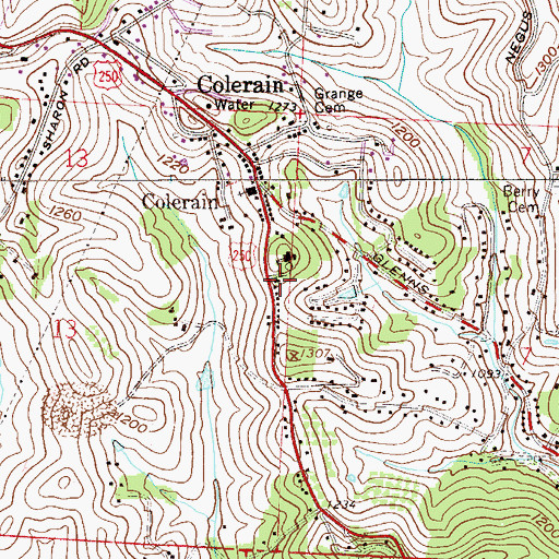 Topographic Map of Colerain Volunteer Fire Company, OH