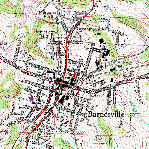 Topographic Map of Barnesville Volunteer Fire Department Station 12, OH
