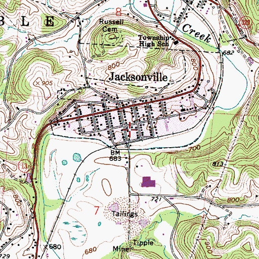 Topographic Map of Jacksonville Fire and Rescue, OH